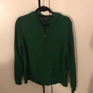 Green Cashmere Zip Up Sweater